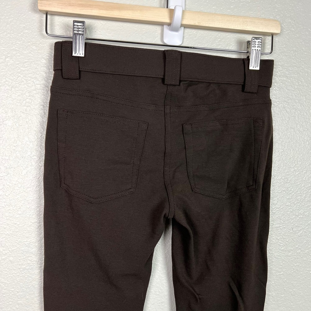 Theory A-Line Pull-On Pant Double Knit Jersey Dark Brown Slim Leg Size P XS - Picture 7 of 10